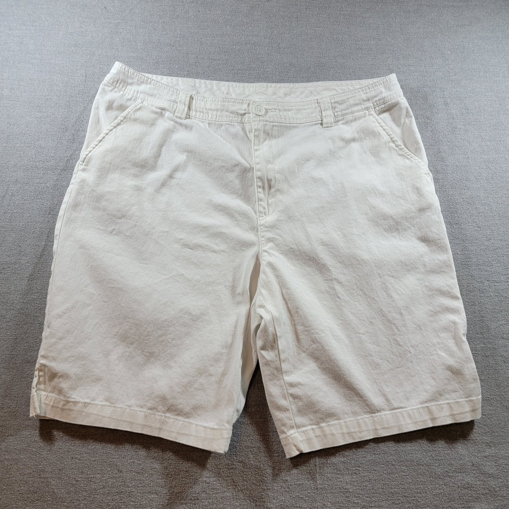 White Stag Twill Shorts Women 16 White Excellent Cotton Blend Stretch Casual‎